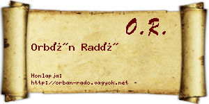 Orbán Radó névjegykártya